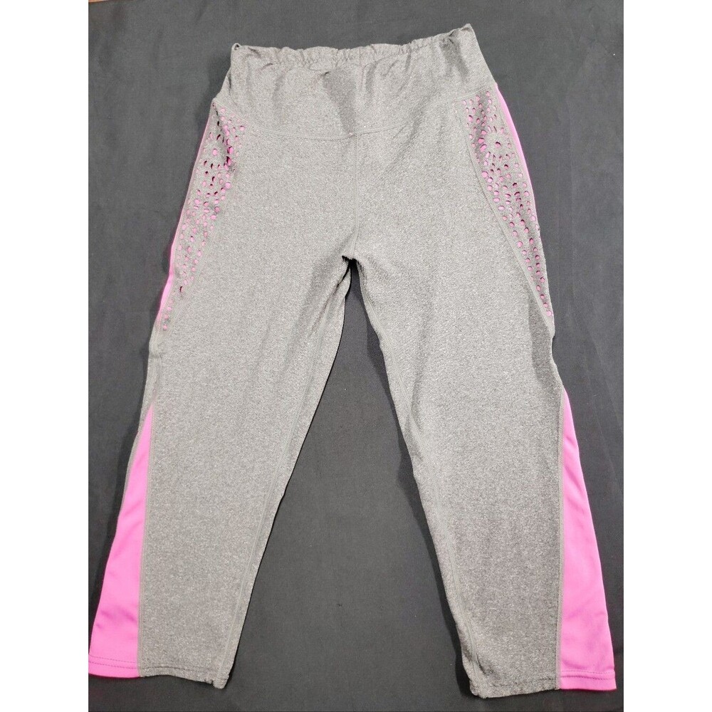Riva Gray and Pink Athletic Cropped Leggings